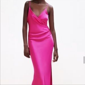 ZARA hot pink mid-length dress size small